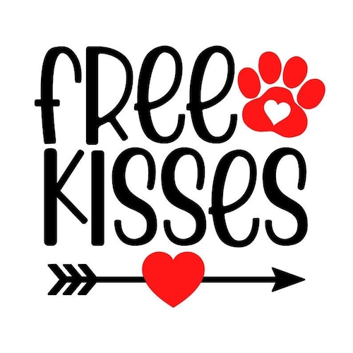 Valentines Day SVG Free Kisses SVG Dog Valentine Digital Etsy