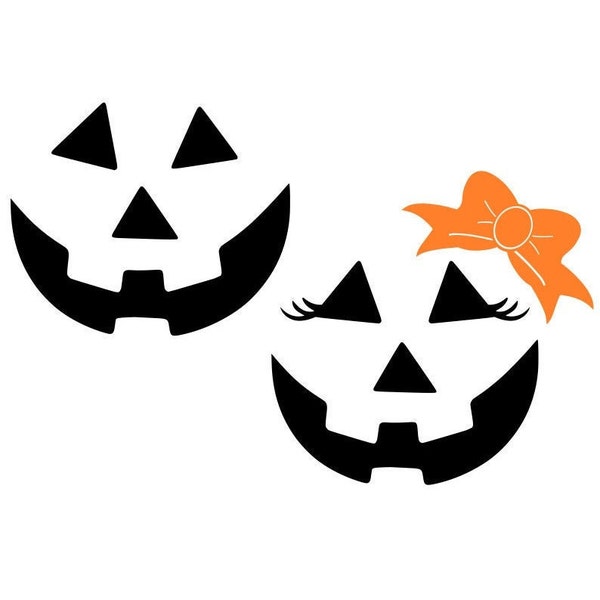 Jack-o-lantern Faces SVG, Halloween SVG, Pumpkin SVG, Digital Download, Cut File, Sublimation, Clip Art (2 individual svg/dxf/png files)