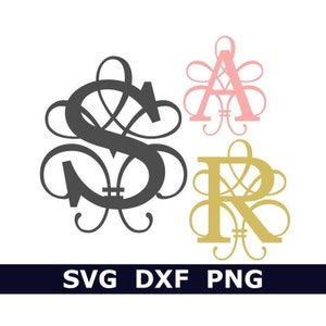 Monogram SVG/DXF/PNG Fancy Flourish Letters, Alphabet, Instant Download, Cut File, Engraving, Clip Art, 26 individual svg/dxf/png cut files