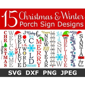 Winter Porch Sign SVG Bundle, Christmas Porch Sign SVG, Digital Download, Cut File, Clipart (15 svg/png/dxf/jpeg files)