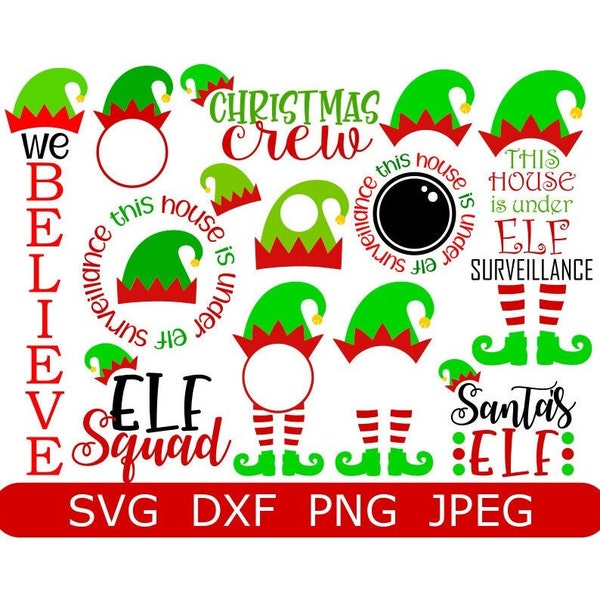 Elf SVG Bundle, Christmas SVG, Elf Surveillance, Digital Download/Cut Files, Sublimation, Elf Clipart (15 individual svg/dxf/png/jpeg files)