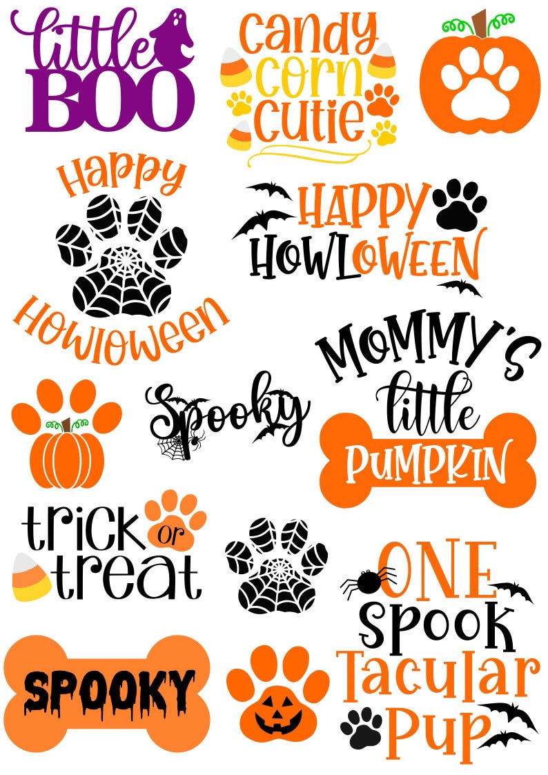 Halloween Dog Bandana SVG Bundle Paw Print SVG Pumpkin SVG - Etsy