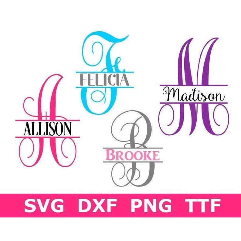 Split Monogram SVG + TTF Alphabet, Monogram Font, Digital Download, Cut Files, School Monogram (individual svg/png/dxf files + TTF file) 