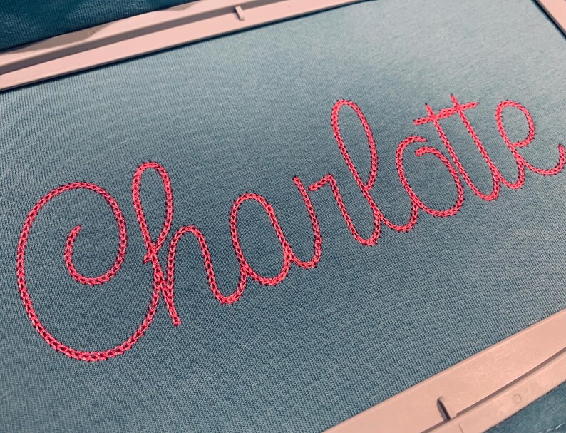 Thread In Cursive Thin Chain Stitch Embroidery Font: Cursive Chain, Scalable BX Font 1.25 ...
