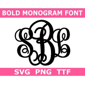 Monogram SVG + TTF Interlocking Bold Monogram Font, Fancy Monogram, Digital Download, Cut Files, 52 svg & png files + installable TTF file