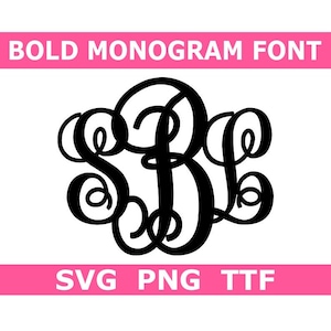 Monogram SVG + TTF in elkaar grijpend vet monogram lettertype, fancy monogram, instant download, gesneden bestanden, 52 svg- en png-bestanden + installeerbaar TTF-bestand