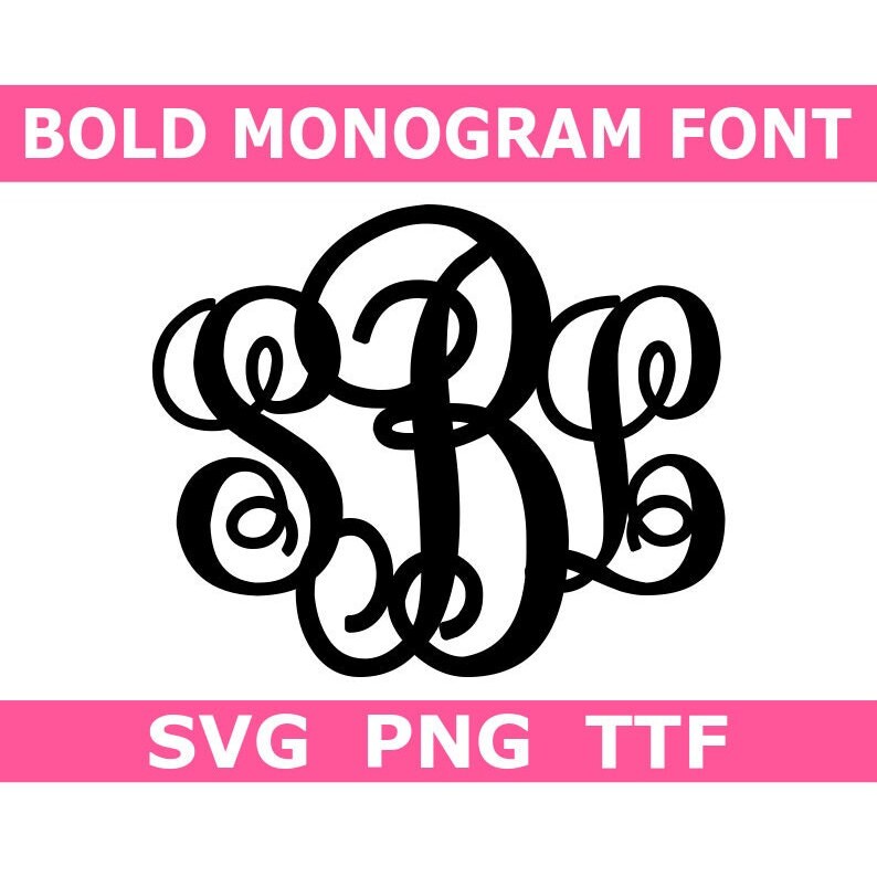 Monogram SVG + TTF Interlocking Bold Monogram Font, Fancy Monogram, Instant Download, Cut Files, 52 svg & png files + installable TTF file