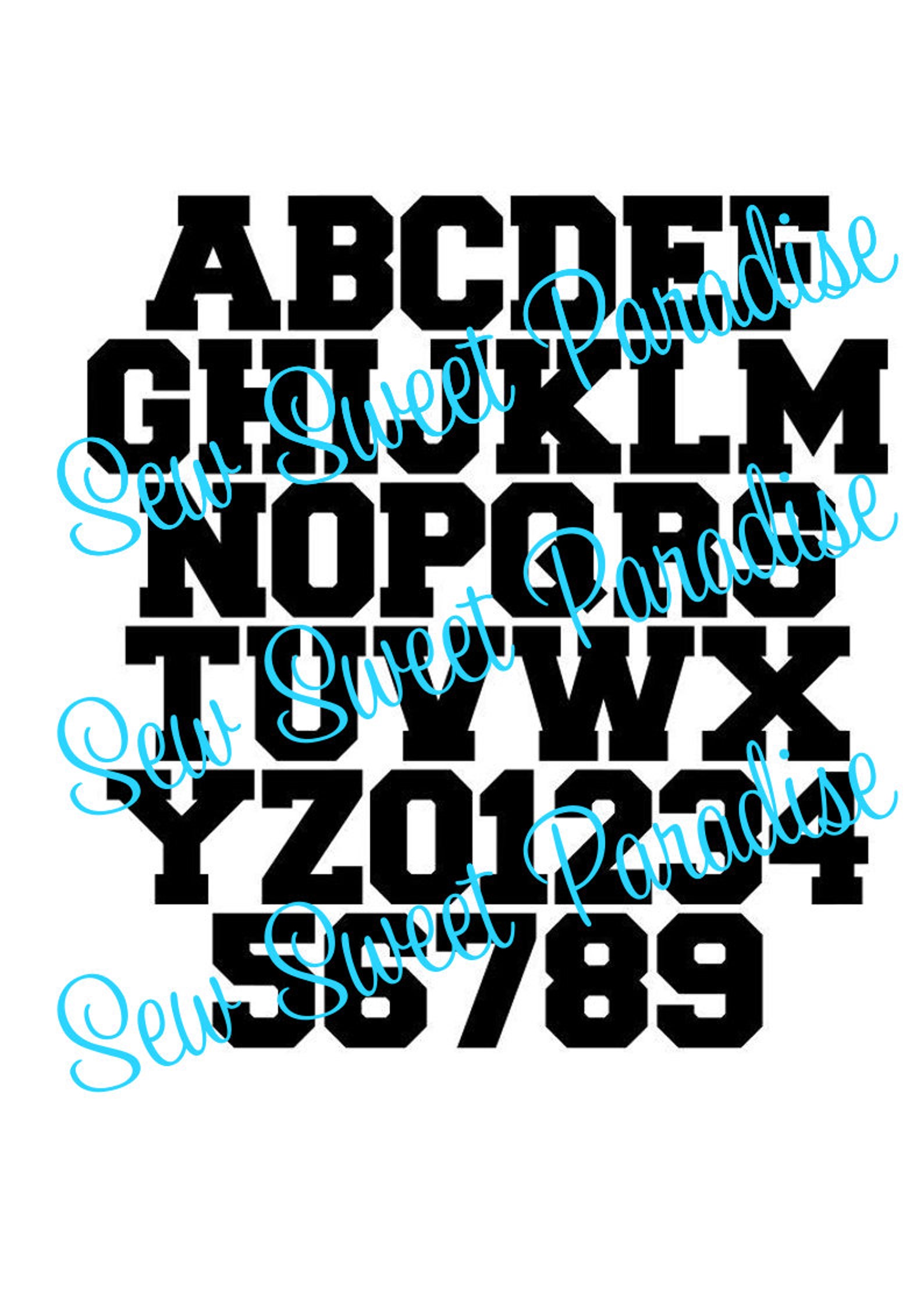 Varsity Block Font SVG/DXF/PNG Letters Numbers Digital | Etsy
