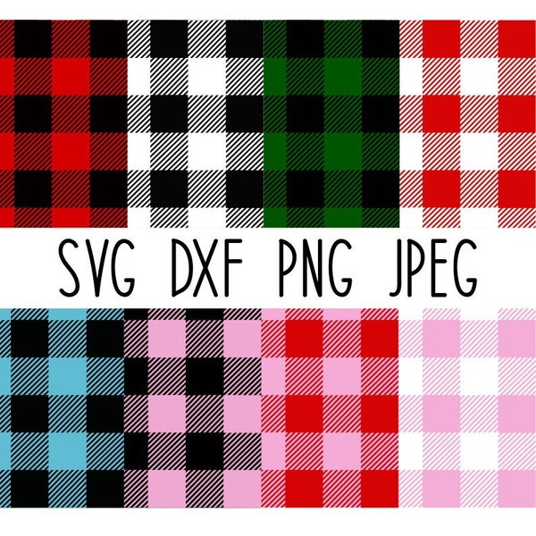 Buffalo Check SVG, Plaid Pattern PNG, Buffalo Plaid Digital Paper, Digital Download, Cut File, Clipart (8 individual svg/png/dxf/jpeg files)