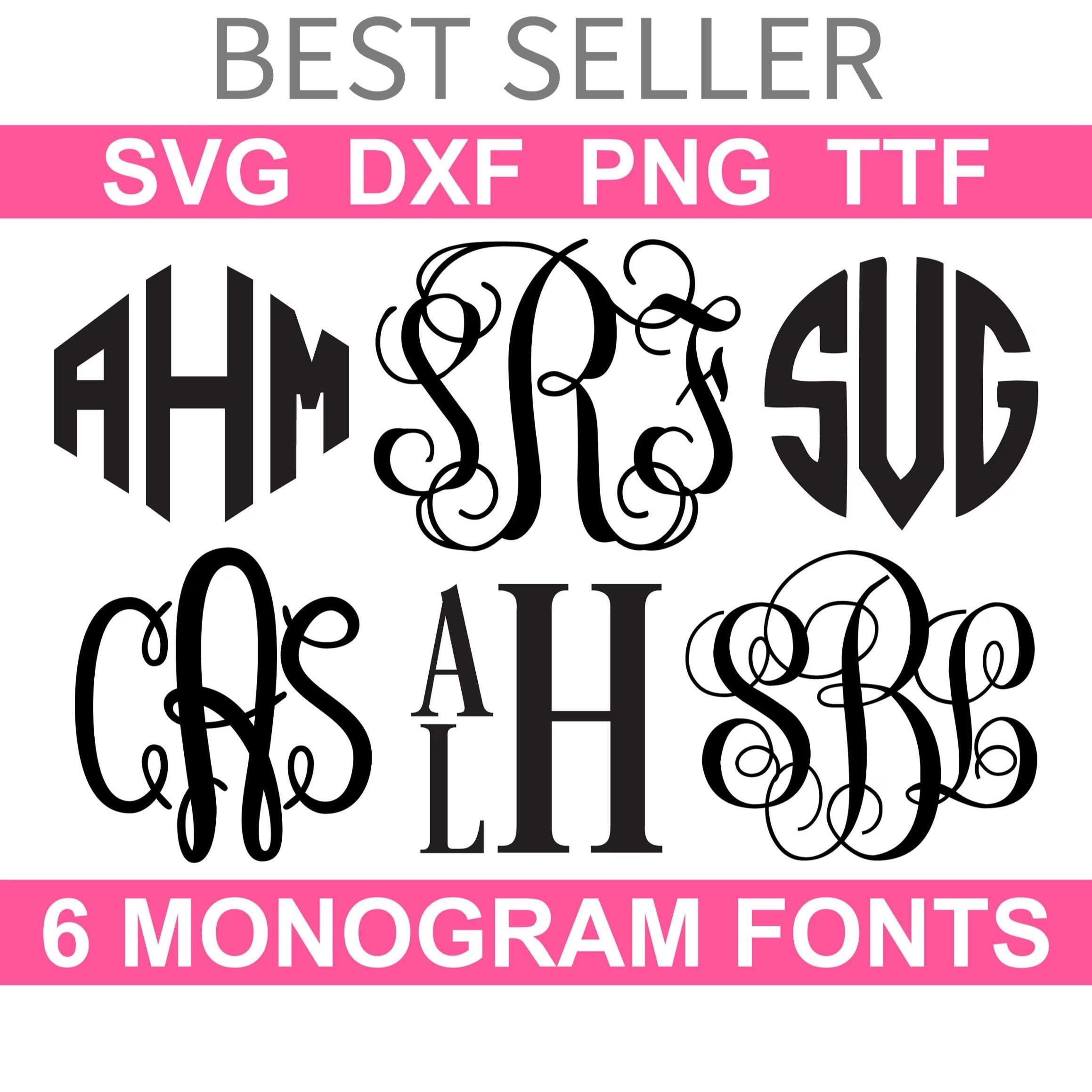 Monogram SVG Font Bundle + TTF: 6 Fonts, Monogram Alphabets (Instant Download)