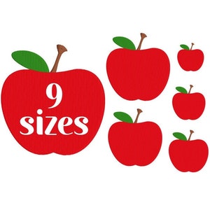 Apple Embroidery Design, MACHINE EMBROIDERY, School, Teacher Embroidery, 9 Sizes, Instant Download (pes dst hus jef exp vip vp3)