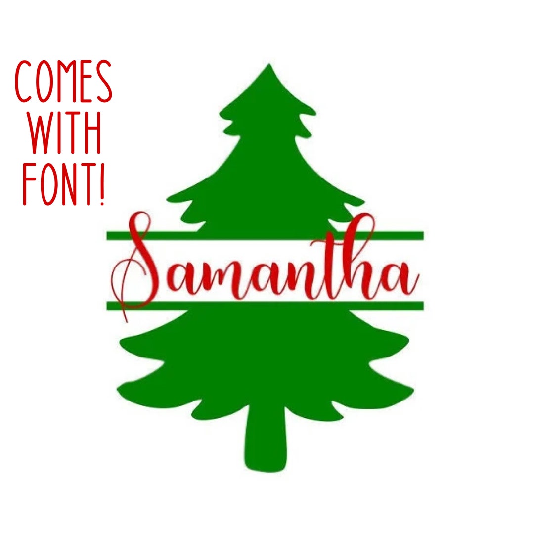 Christmas Tree Name Frame SVG, Christmas Tree SVG TTF Name Font
