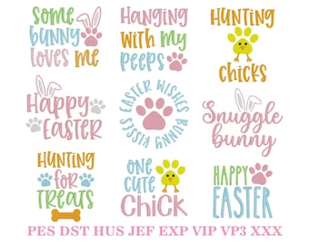 Diseños de bordado de Pascua: Pañuelo para perro, 9 diseños, bastidor de 4x4, 5x7, PES + 7 formatos (descarga instantánea)