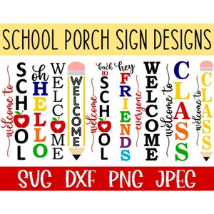 Pacote de placas SVG/PNG para varanda escolar, Boas-vindas à escola, Volta às aulas, Professor, Download digital, Arquivos de corte, 9 designs