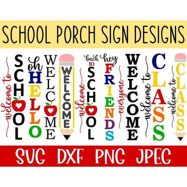 Porch Sign SVG Bundle, Welcome to School, Teacher SVG, Classroom Sign SVG, Digital Download, Cut Files (9 individual svg/png/dxf/jpeg files)