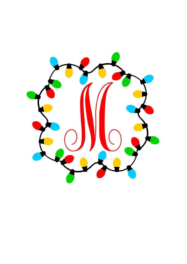 Download Christmas Lights SVG File Monogram Frame Digital Download ...