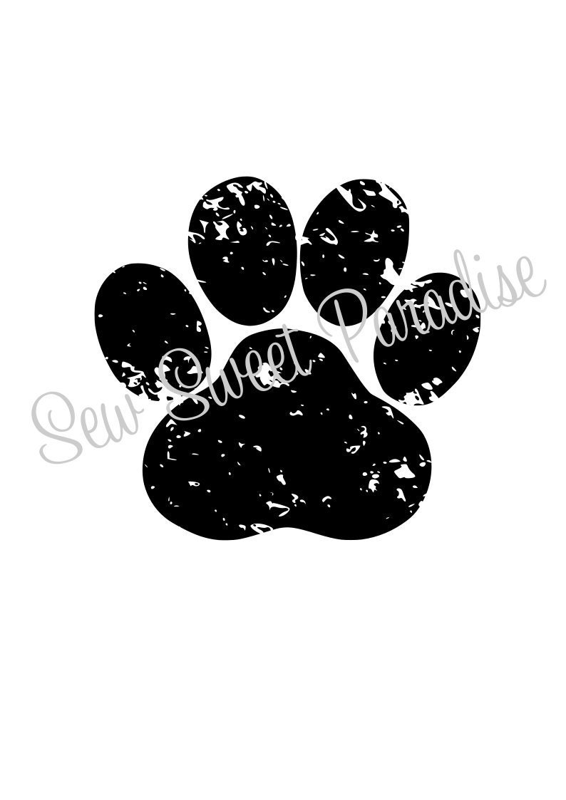 Download Paw Print SVG File Distressed/Grunge Paw Print Digital | Etsy