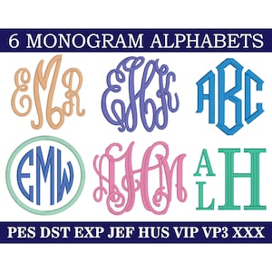 Embroidery Monogram Designs Bundle, 6 Alphabets, Embroidery Monogram, Machine Embroidery, Digital Download (Does not come in BX format!)