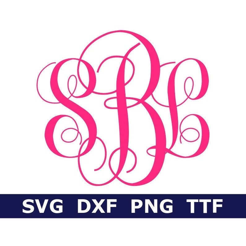 Monogram SVG + TTF Alphabet, Fancy Monogram, School Monogram, Digital Download, Cut Files, 52 svg/png/dxf files + installable TTF file 
