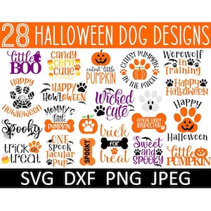 Cachorro de Halloween SVG/PNG, Pegada de Pata SVG, Download Instantâneo, Arquivos de Corte, Sublimação, Clipart de Bandana de Cachorro, 28 Designs