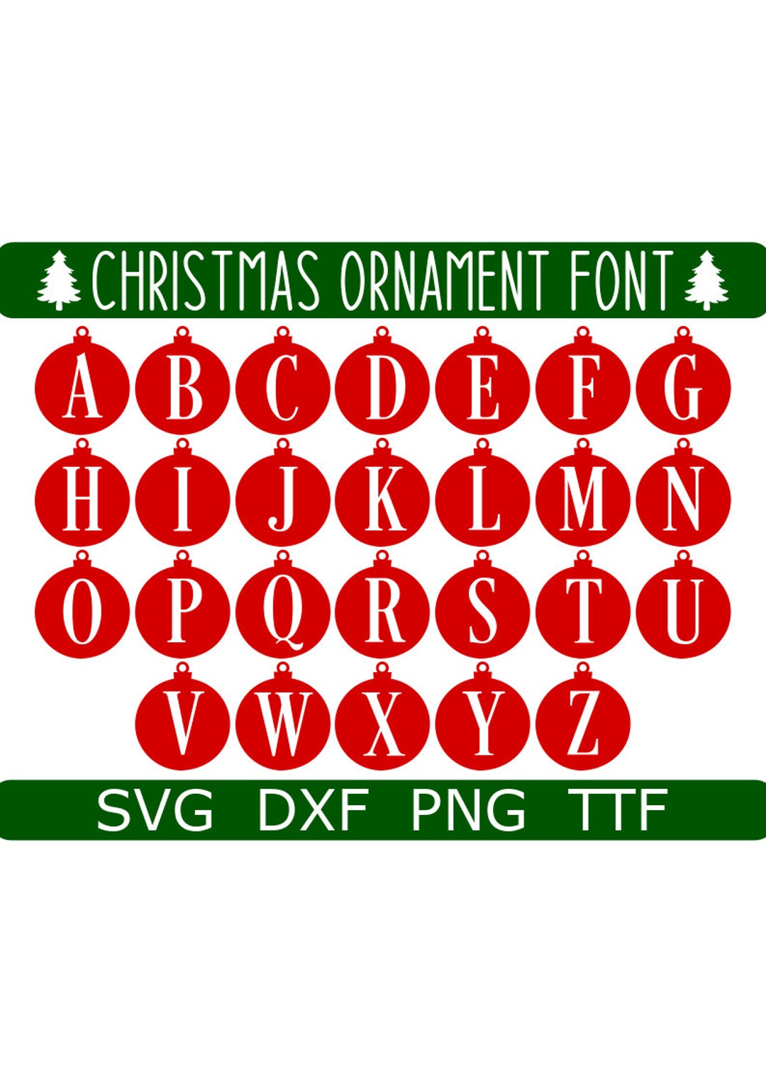 Christmas Ornament Font SVG TTF Alphabet Christmas Monogram Etsy
