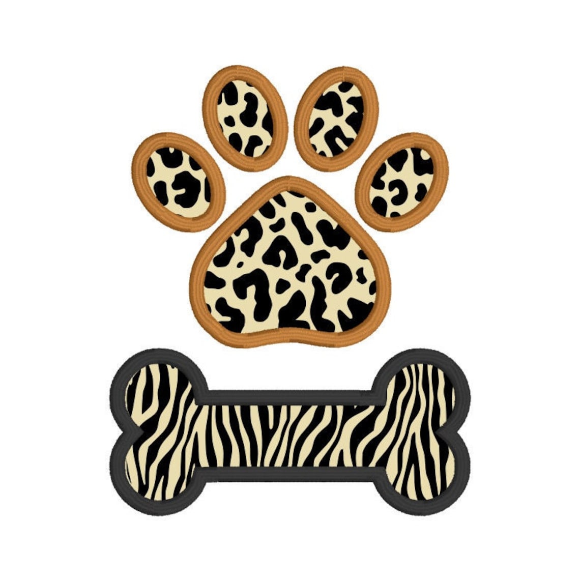 Paw Print Applique Design Dog Bone Applique Design MACHINE Etsy