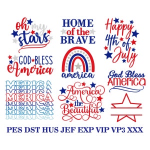 4th of July Embroidery Designs Bundle, MACHINE EMBROIDERY, 10 Designs, America, Digital Download, 5x7 Hoop (and some 4x4 and 6x10 Hoop)