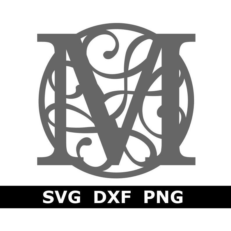 Monogram SVG/DXF/PNG Flourish Circle Letters Digital - Etsy