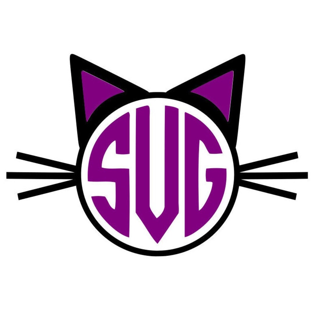 Cat SVG Cat Monogram Frame SVG Cat Whiskers Halloween SVG - Etsy