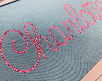 Thin Chain Stitch Embroidery Font: Cursive Chain, Scalable BX Font 1.25-3.5 inch, PES + 7 formats (Instant Download)