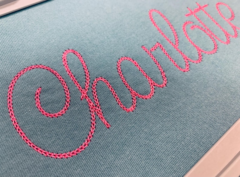 Thread In Cursive Thin Chain Stitch Embroidery Font: Cursive Chain, Scalable BX Font 1.25 ...
