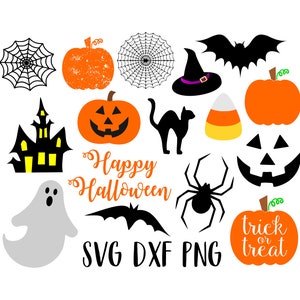 Halloween SVG/PNG Bundle, Halloween PNG, Halloween Clipart, Hand Drawn, Instant Download, Cut Files, Sublimation, 18 Designs