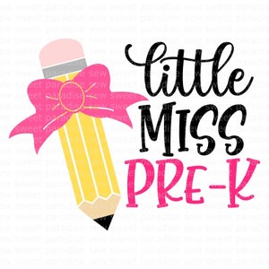 Pequena Senhorita Pré-Escola SVG/PNG, Primeiro Dia da Pré-Escola SVG, Camiseta Pré-Escola, Download Digital, Arquivo de Corte, Sublimação, Clipart