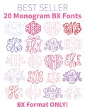 20 Machine Embroidery Monogram BX Font Bundle: Chain, Bean, Satin Stitch, Heart Applique, Pearls, BX Format ONLY! (Instant Download)