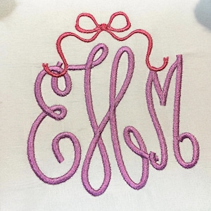 BX Embroidery Monogram Font: Scalable BX, PES + 7 formats, Script Fancy Bow, Satin Stitch, 2.5–4.0 inch (Instant Download)