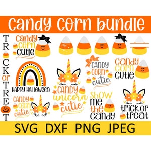 Candy Corn SVG Bundle, Candy Corn Cutie, Rainbow, Unicorn, Digital Download, Cut Files, Sublimation (14 individual svg/dxf/png/jpeg files)