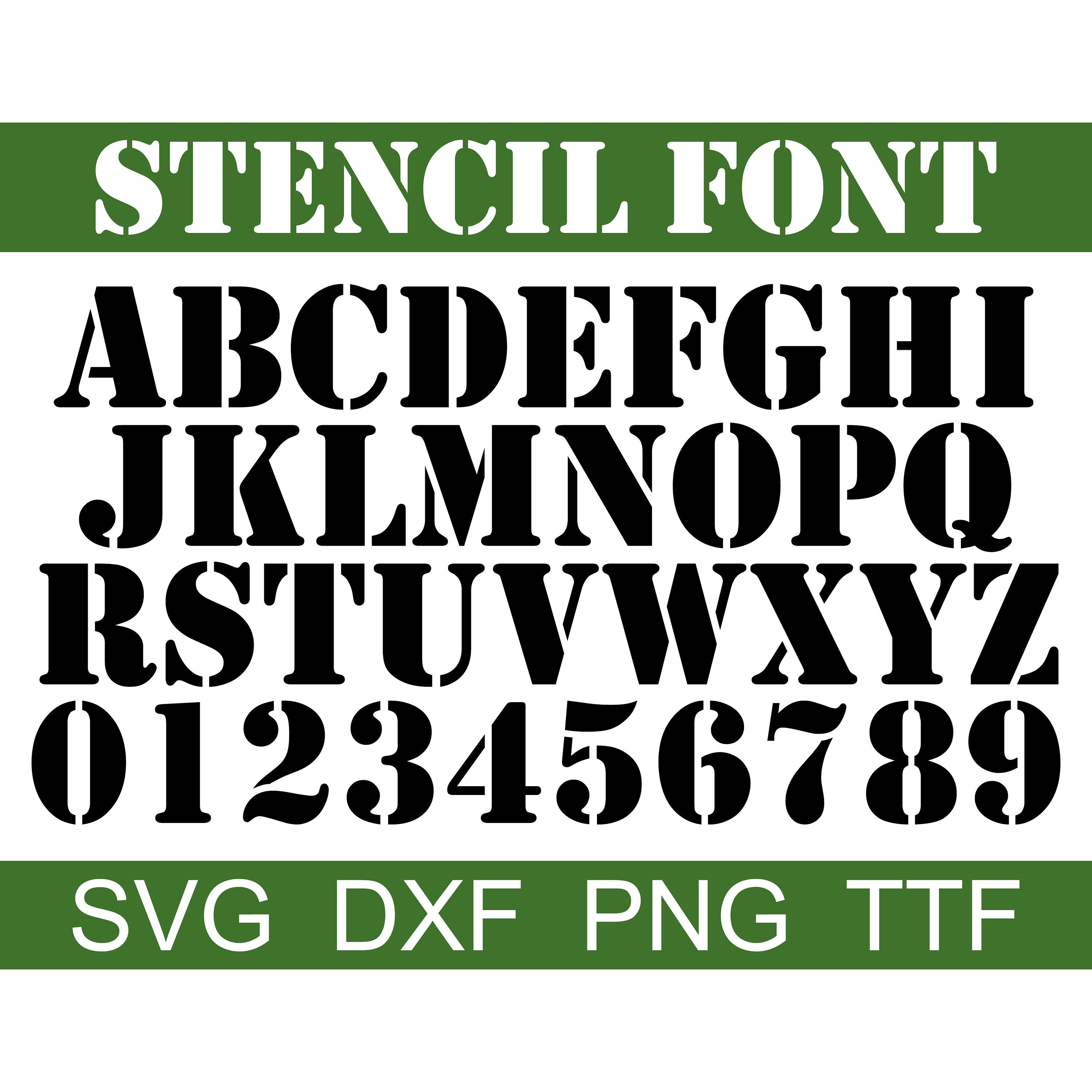 Stencil Font SVG + TTF: Army, School, Poster Alphabet (Digital Download)