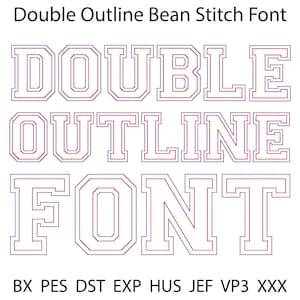 Fuente de bordado Varsity Sport Outline Bean Stitch, escalable, BX, de 1,5 a 6 pulgadas, PES + 7 formatos (descarga instantánea)
