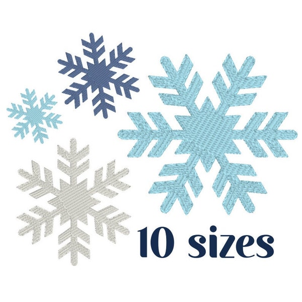 Snowflake Embroidery Design, MACHINE EMBROIDERY, Winter Embroidery, Digital Download, Filled Stitch, 10 Sizes (pes dst hus jef exp vip vp3)