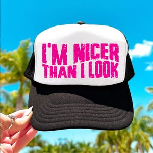 I’m Nicer Than I Look PNG, SVG Grunge Wave Beach Party Funny Summer Trucker Hat PNG Instant Download Cut File Sublimation Clipart