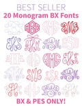 20 BX Embroidery Monogram Fonts Bundle: Chain Stitch, Bean, Pearls, Satin Stitch, Machine Embroidery Alphabet BX & PES, Instant Download