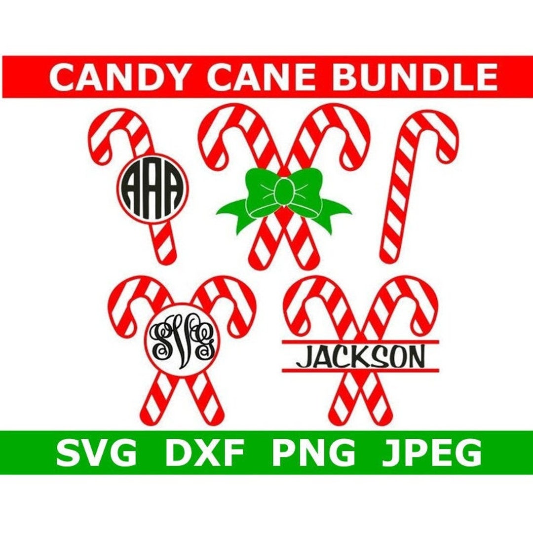 Candy Cane SVG Bundle Christmas SVG Monogram Frame Digital - Etsy Ireland