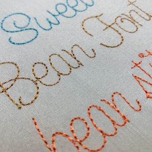 Bean Stitch Embroidery Font, MACHINE EMBROIDERY, Cursive Bean Stitch, Neckline Font BX Font Scalable 1.0-4.0 inch, Instant Download