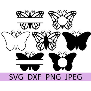 Butterfly SVG Bundle, Name Frame SVG, Monogram Frame SVG, Digital Download, Cut File, Sublimation, Clipart (7 svg, dxf, png, jpeg files)