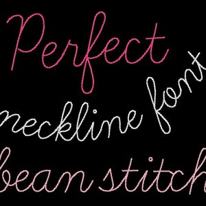 Carattere ricamo Bean Stitch, RICAMO MACCHINA, Punto filza, Carattere scollatura BX Carattere scalabile 0,5 pollici-4,0 pollici, Download immediato