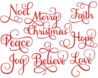 Christmas Words Embroidery Designs Bundle: Holiday Embroidery 4x4, 5x7, 6x10, 7x12 Hoop (Digital Download)