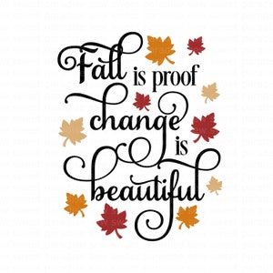 Fall is Proof Change is Beautiful SVG/PNG, Fall Decor PNG, Instant Download, Cut File, Sublimation, Clipart