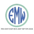 Round Embroidery Monogram Alphabet: 3 Sizes, PES + 7 formats (Does not come in BX Format!)