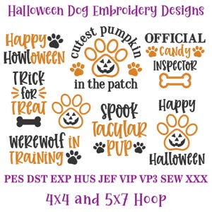 Halloween Dog Embroidery Designs Bundle, MACHINE EMBROIDERY, 8 Halloween Dog Bandana Embroidery Designs, Instant Download, 4x4 and 5x7 Hoop