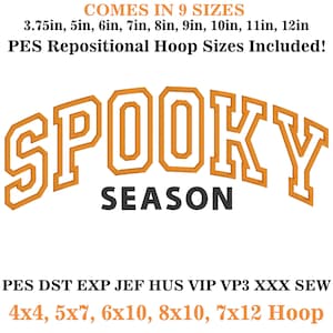 Spooky Season Applique Embroidery Design, MACHINE EMBROIDERY, Spooky Outline, Halloween, Instant Download, 4x4, 5x7, 6x10, 7x12, 8x10 Hoop